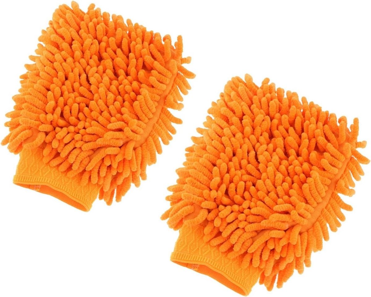 Allecto - Autowashandschoen - Chenille Reinigingshandschoen - Zachte Microvezel - Voor Auto's en Ramen - Geschikt voor Spiegels - Blauw