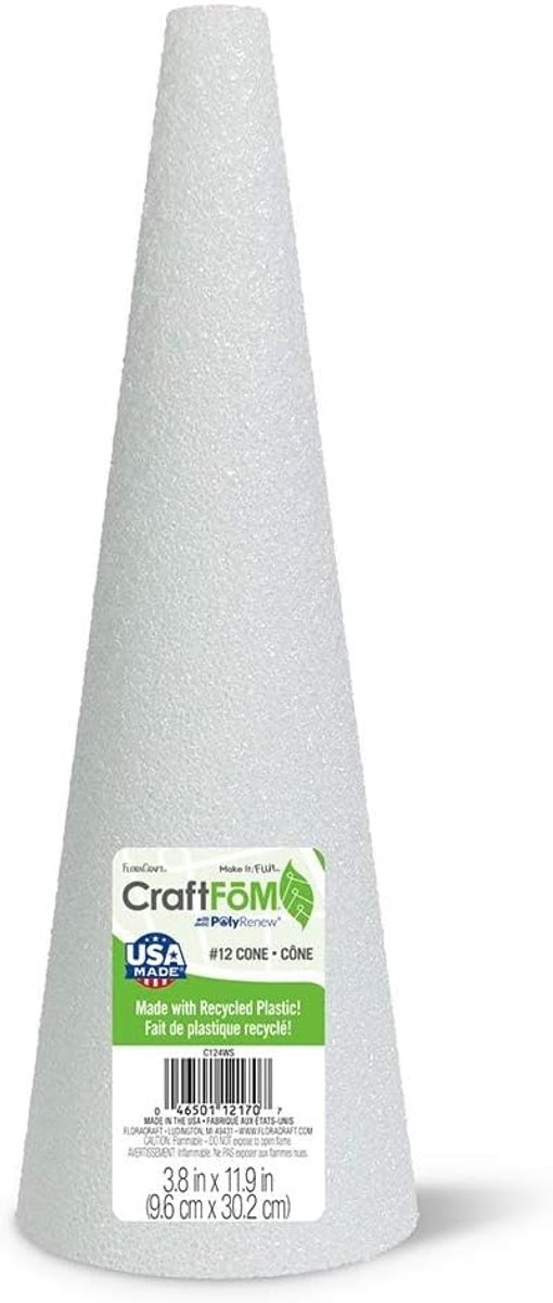 Grote Styrofoam Kegel 30 cm - Ideaal voor Knutselen en Bloemstukken