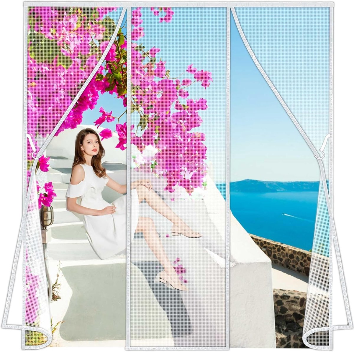 Magnetische Hordeur Hor 150x240cm Wit - Rolgordijn Rolhor voor Patio en Balkondeur