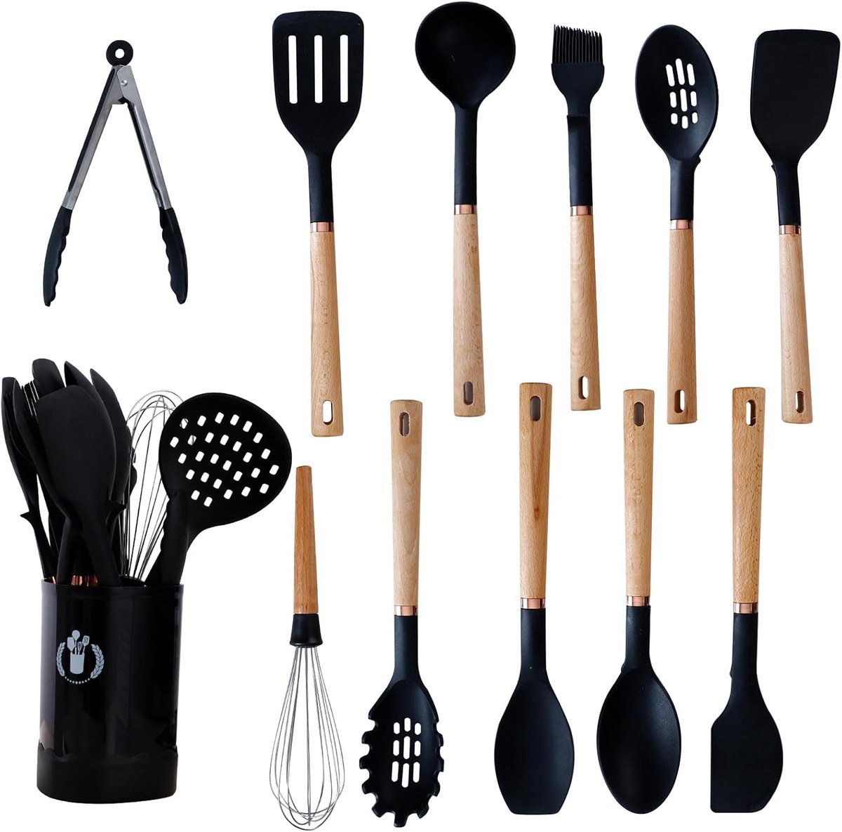 Complete Keukengerei Set Zwart - Hittebestendig en Duurzaam Kookgerei