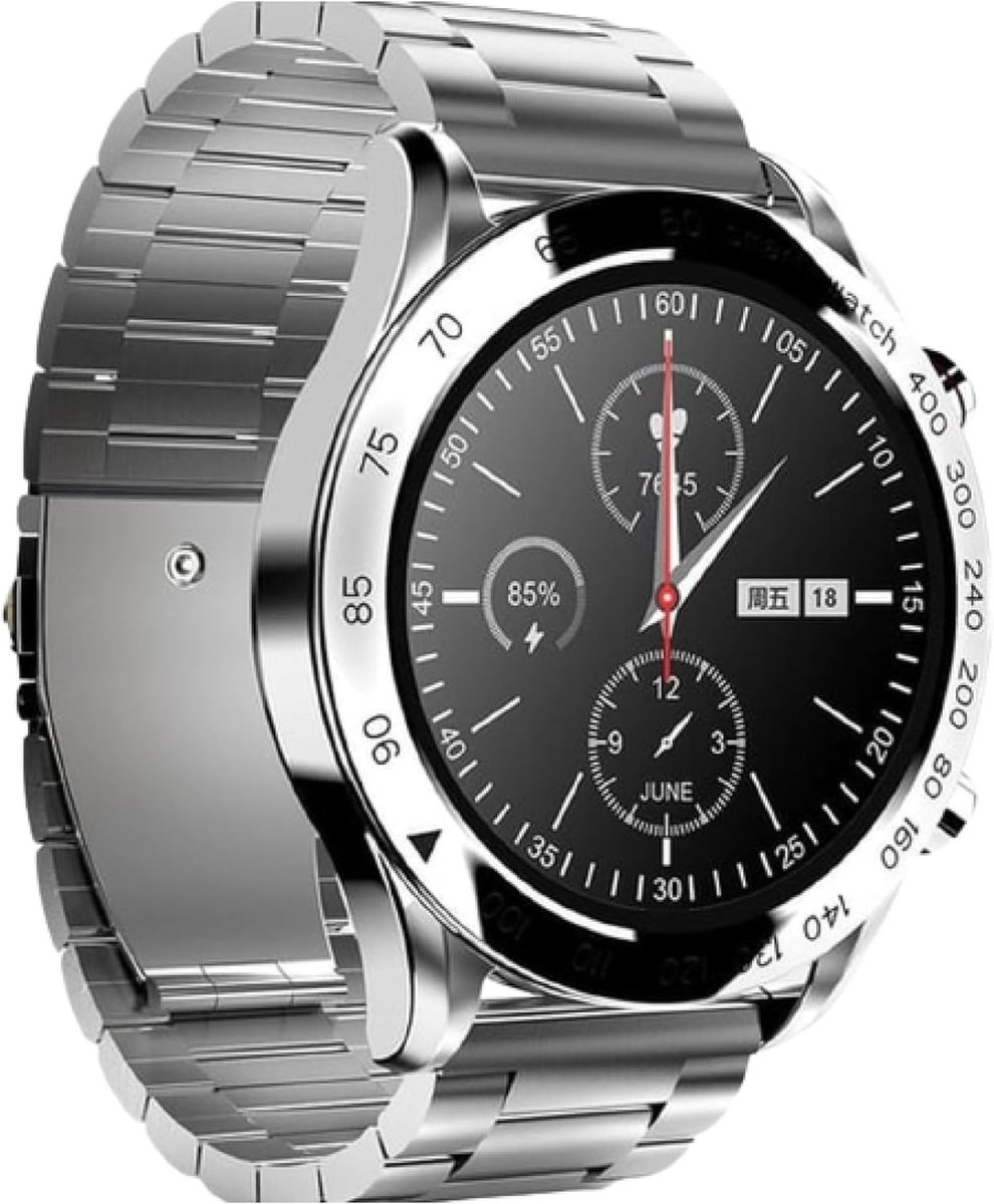 Smartwatch met Hartslagmeter, Bloedzuurstof en Slaaptracking, Roestvrij Staal