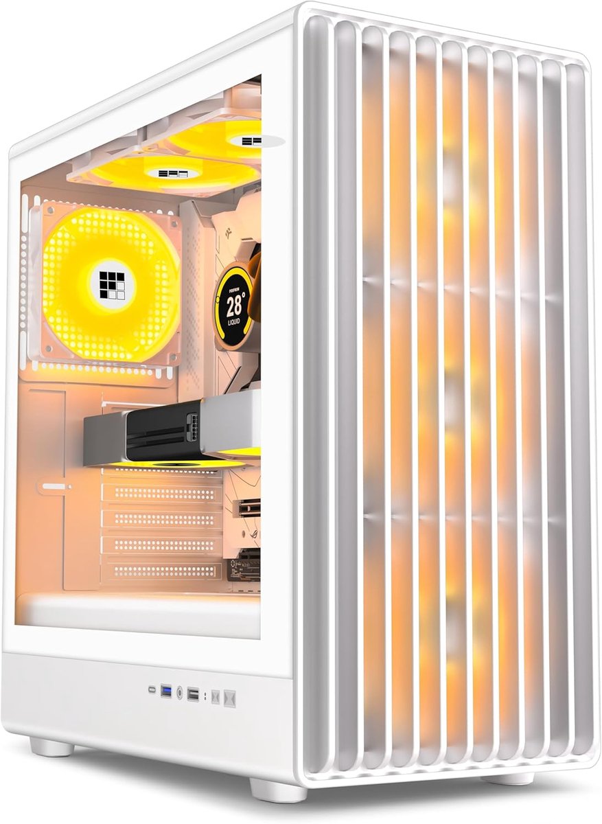 ATX Mid-Tower Gaming PC Behuizing Wit met 6 PWM ARGB Fans