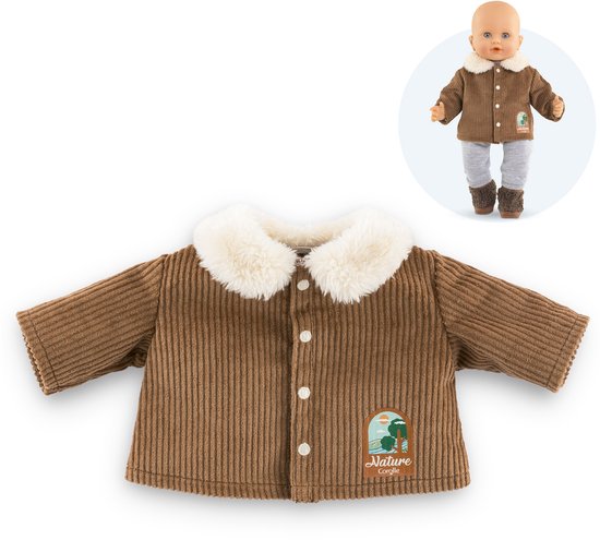 Corolle poppenjasje velours Kleine Ontdekker 36cm bruin fleece natuurprint. — afbeelding 5