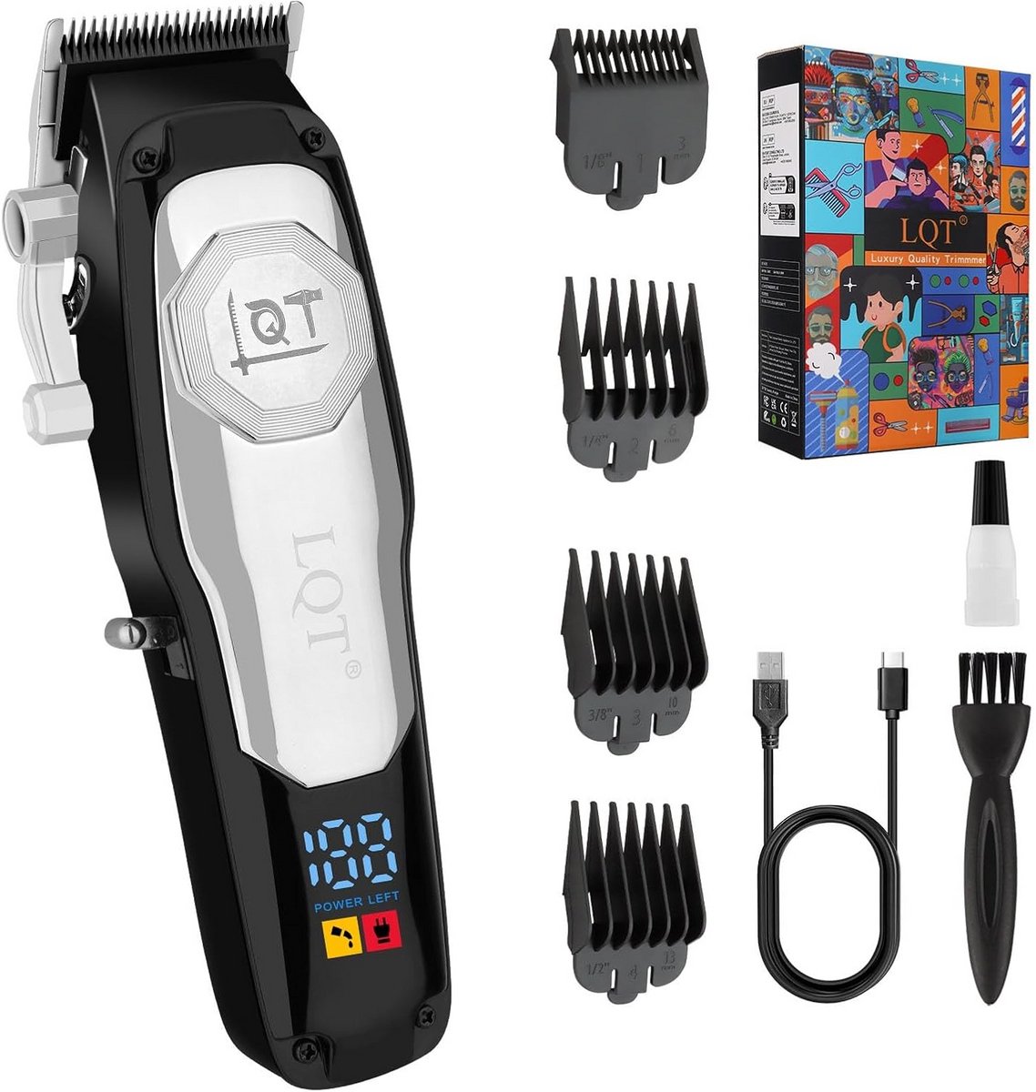 Professionele Snoerloze Tondeuse voor Mannen - Oplaadbare Barbier Trimmer met LED Display