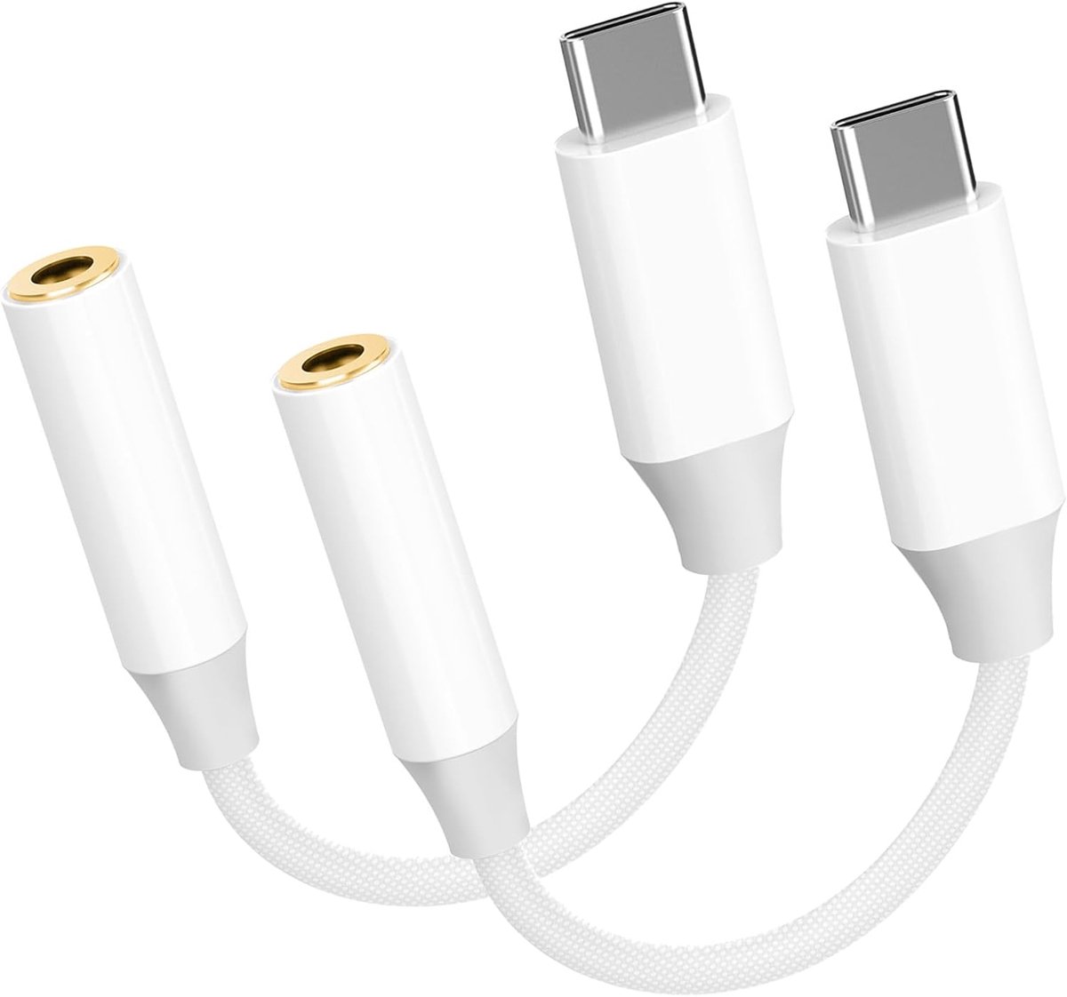 2-Pack USB-C naar 3,5 mm Audio Jack Adapter voor Koptelefoon