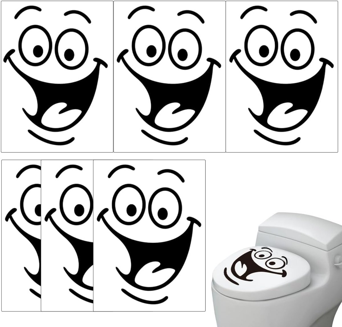 6 Vellen Grappige WC Stickers - Verwijderbare Toilet Inrichting & Decoratie
