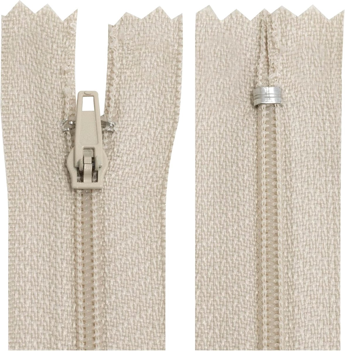 Set van 12 cm Nylon Spiraalritssluitingen Nr. 3 Beige