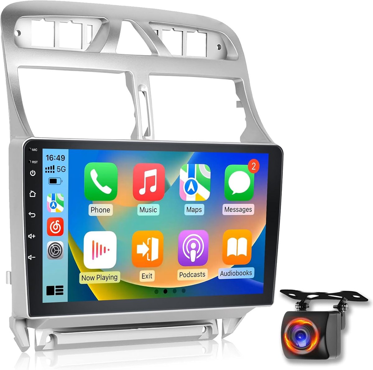 9 Inch Autoradio Android voor Peugeot 307 (2002-2013) met Draadloos CarPlay, GPS en Achteruitrijcamera