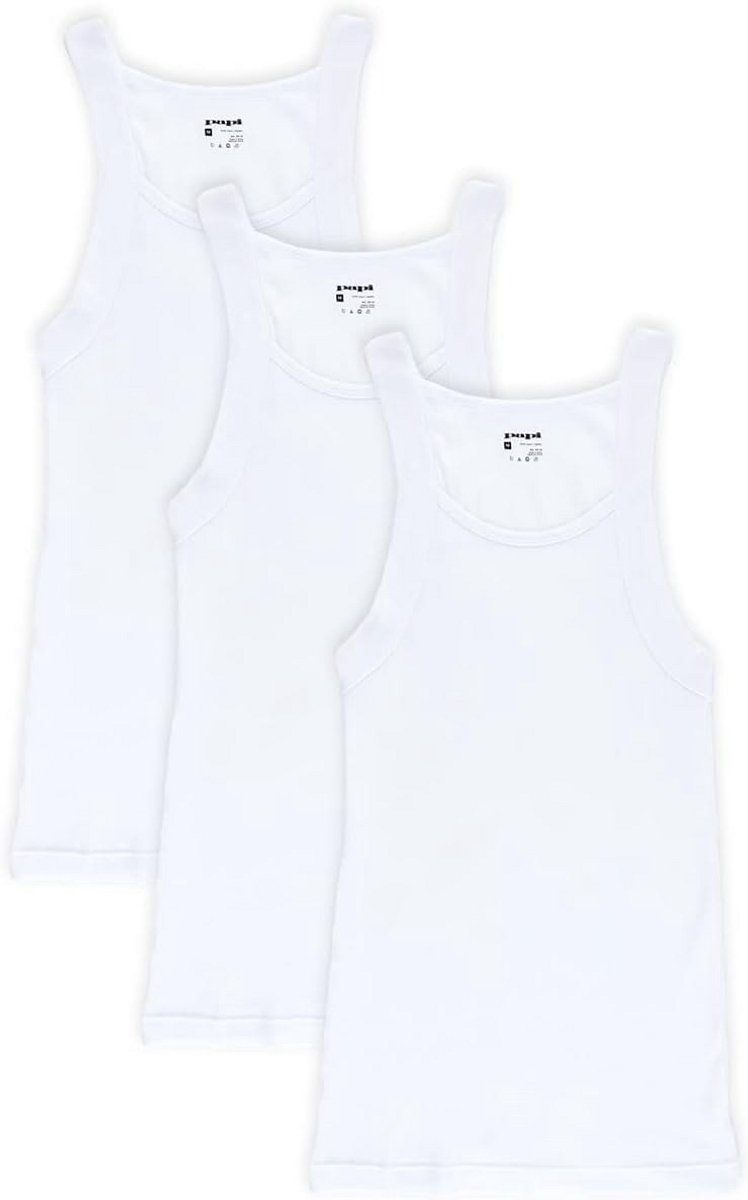 Set van 3 Katoenen Tanktops met Vierkante Hals voor Heren