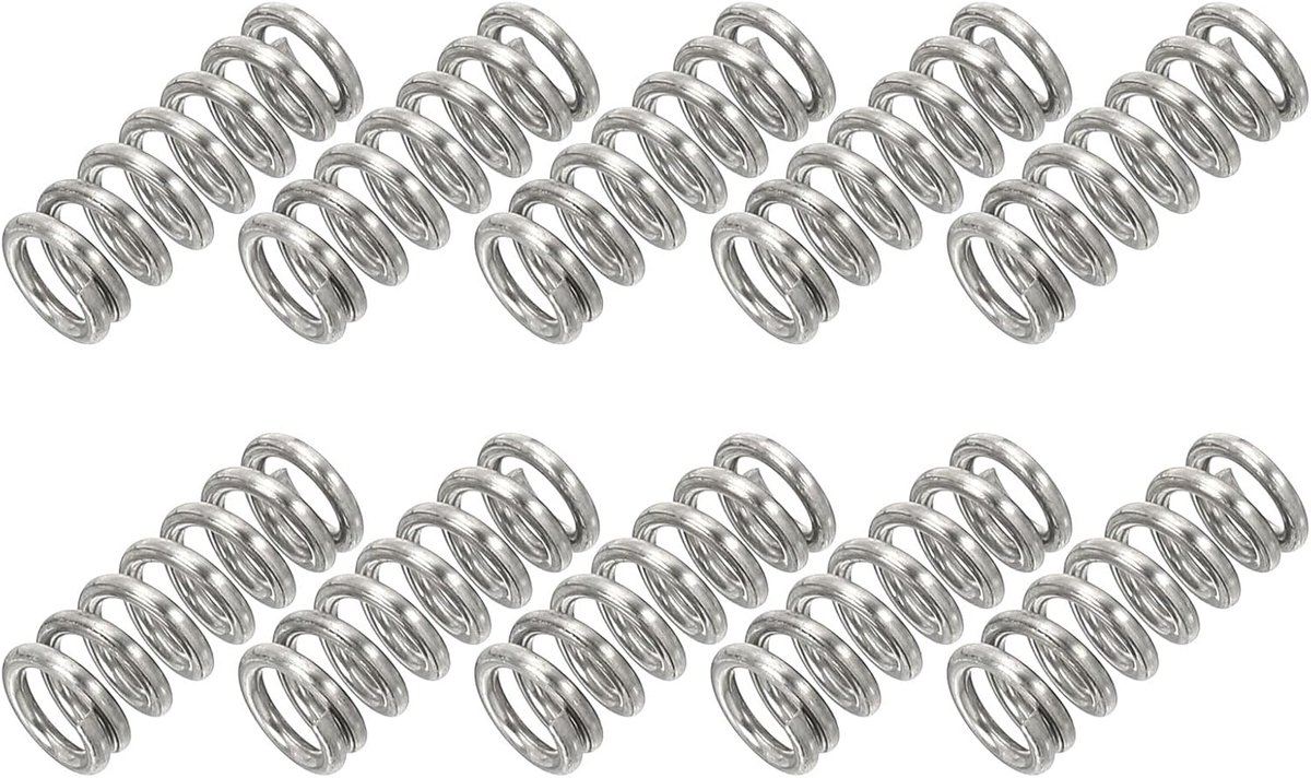 Set van 10 RVS Verlengveren 1mm Draaddiameter voor Reparatie en Hobby