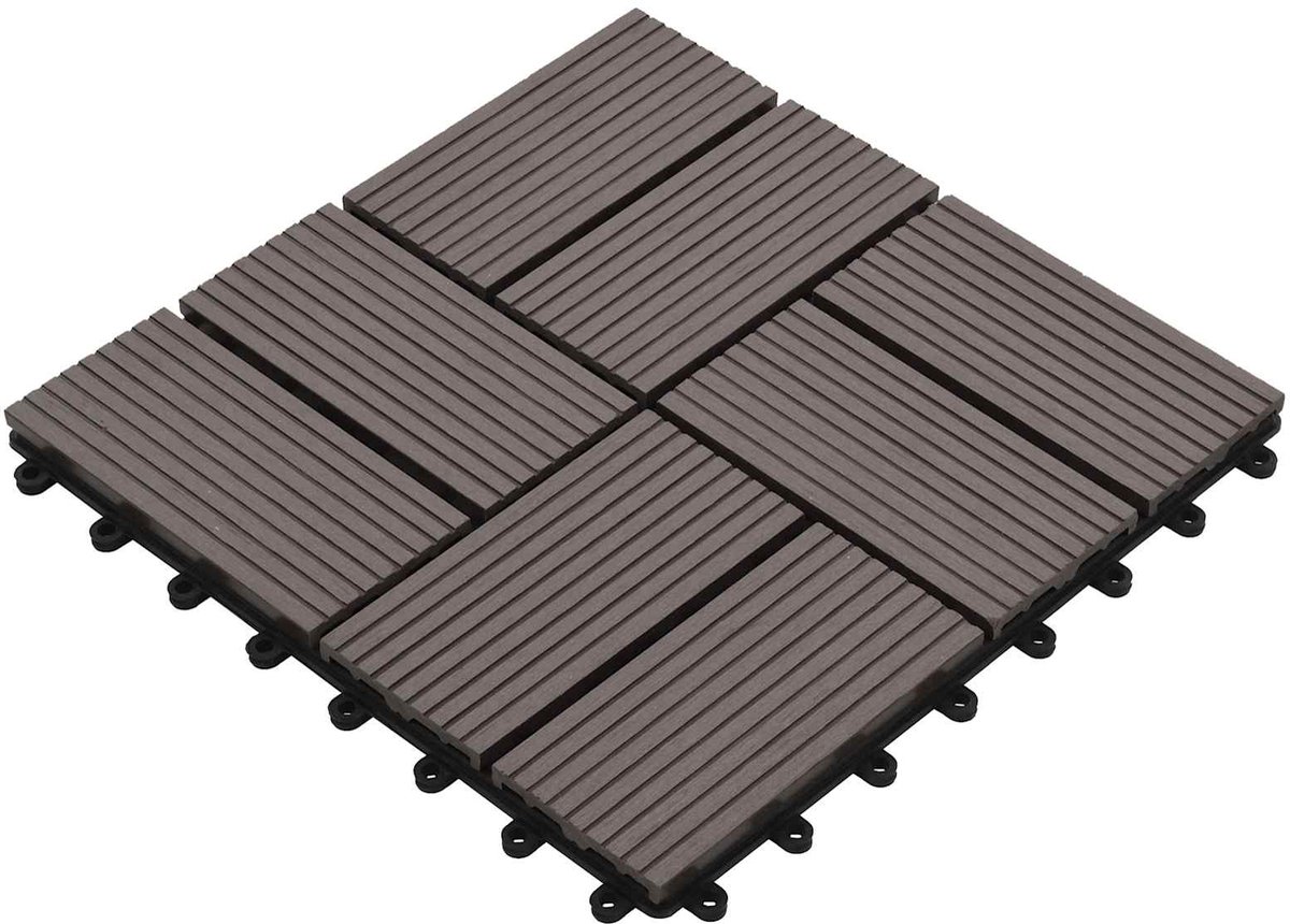 vidaXL - Terras - Tegel - 11 - pcs - Donkerbruin - 30 - x - 30 - cm - WPC