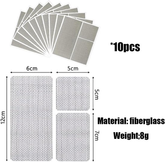 Reparatieset Gaas voor Raam en Deur - Vliegengaas/Hor Reparatieband - Sterke Zelfklevende Patch (10 Stuks) — afbeelding 5