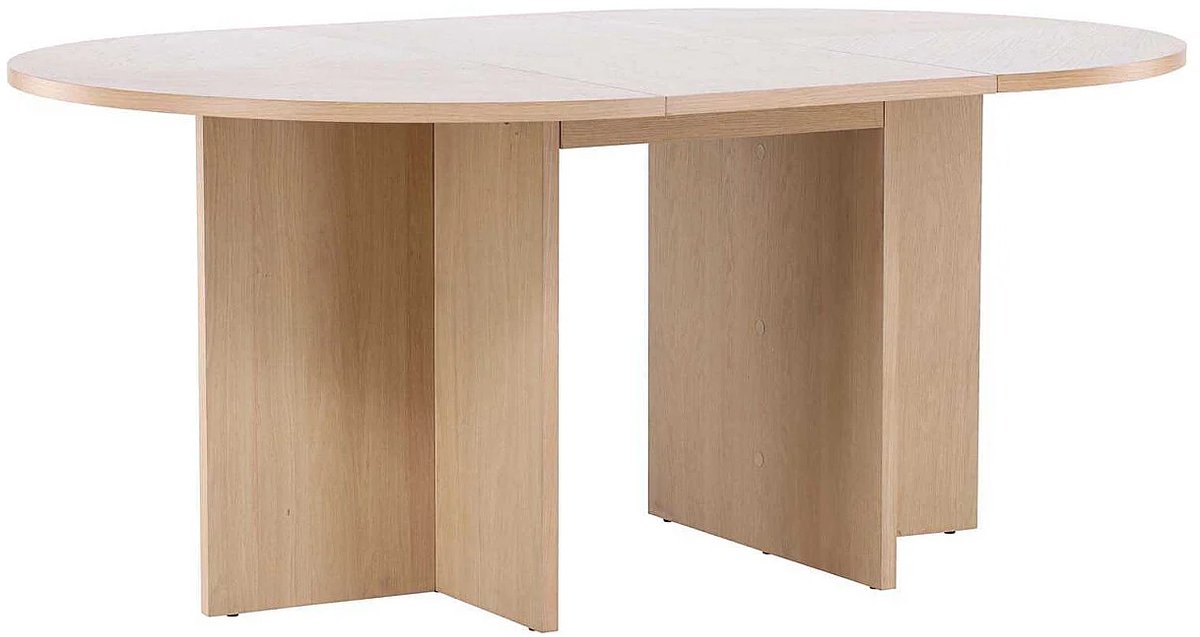 Uitschuifbare Ovale Eettafel 170x120x74 cm – Strada White Wash Design – Modern & Functioneel – 4 Personen – Abkantoor