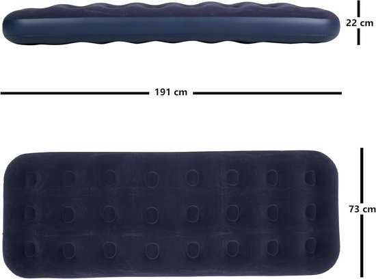 Luchtbed Eenpersoons met Handpomp - Comfortabel Opblaasbaar Matras voor Kamperen en Logeren (Blauw) — afbeelding 4