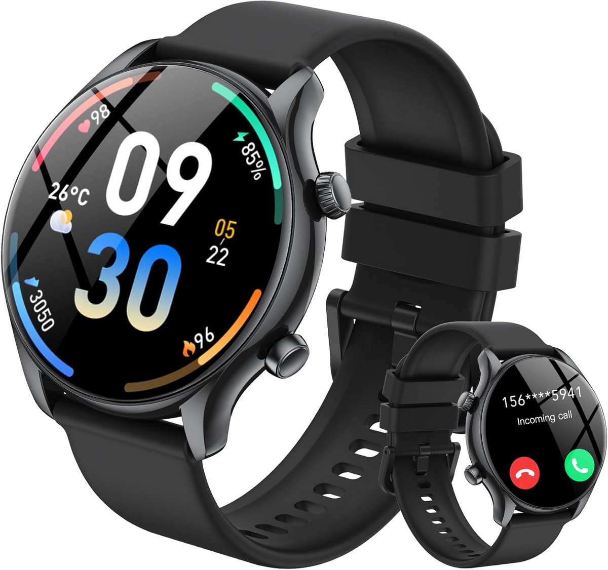 Smartwatch met Bellen, Fitnesstracker en Hartslagmeter, Geschikt voor Heren en Dames