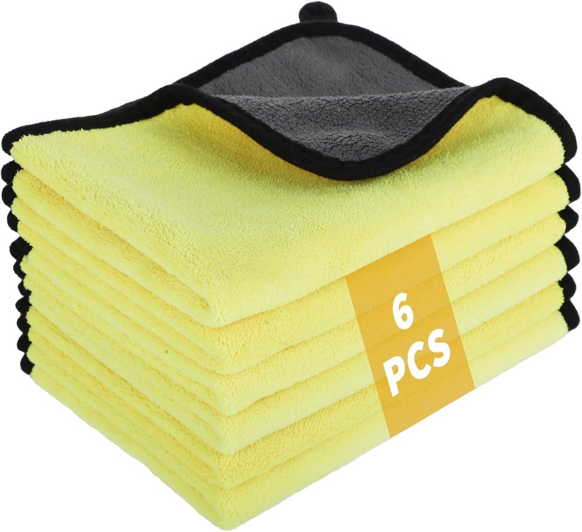 Set van 6 Gele Microvezeldoeken 600 g/m² voor Grondige Autoreiniging