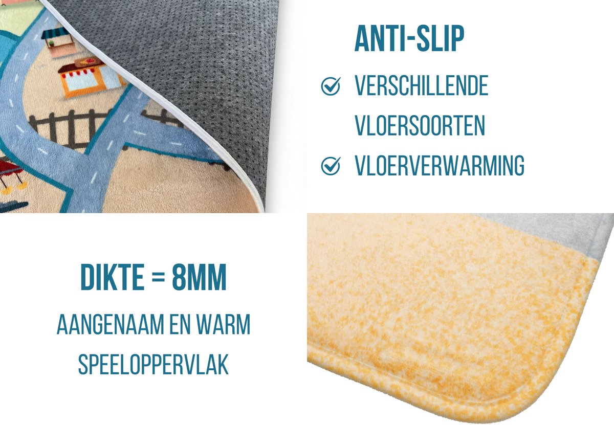 Mats & Joy® Nederland Auto Speelmat 130x180cm - Fluweelzacht - Anti-slip - Wasbaar - Educatief Groot Auto Speeltapijt Kinderen - Speelkleed Baby - Autokleed thumbnail 5