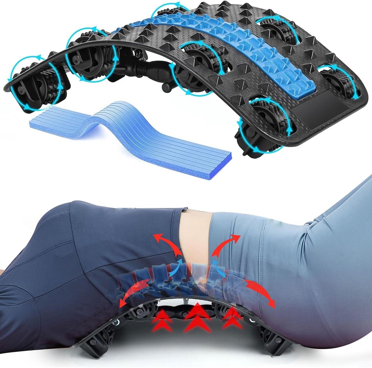 Rugmassageapparaat - Rugstrekker - Rugklachten Verlichten - 8 Massagegangen - 15 x 10 x 2 cm