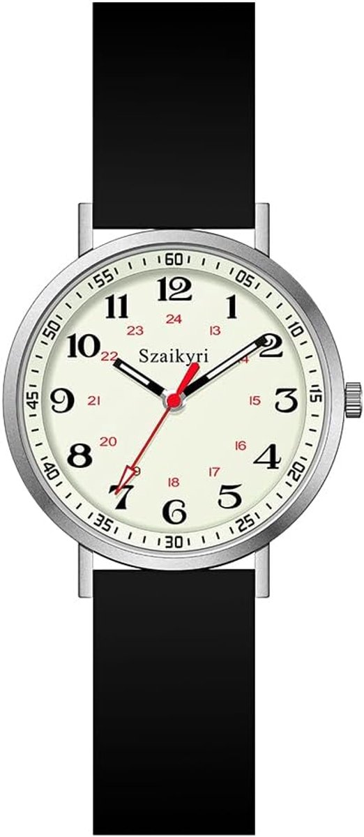 Lichtgevend Verpleegstershorloge Dames Heren - Gemakkelijk Afleesbare Medische Zakhorloge met Siliconen Band