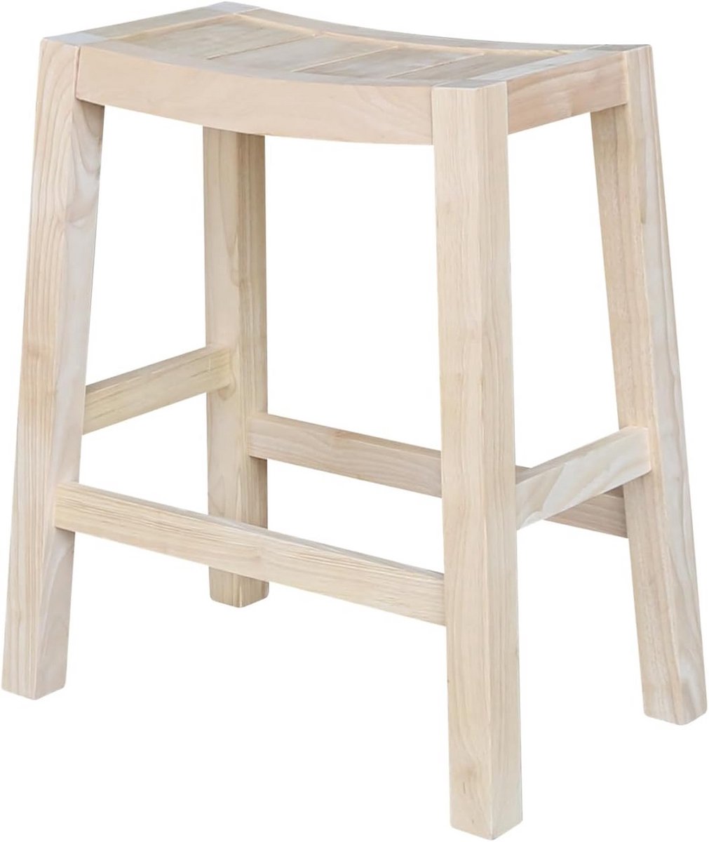 Houten Barkruk 61 cm Onbehandeld Traditioneel Design