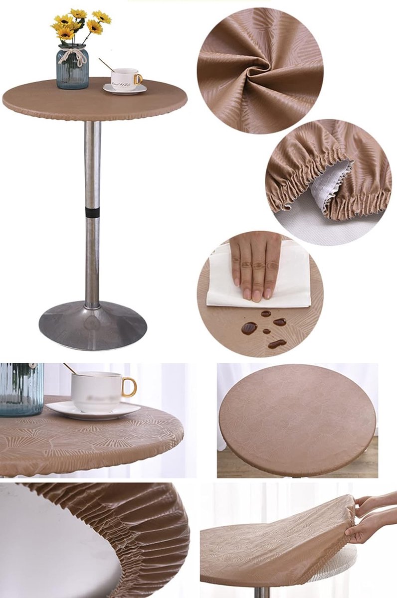 Ronde Waterdichte Tafelkleed met Elastische Rand - Ø 140 cm Afdekhoes