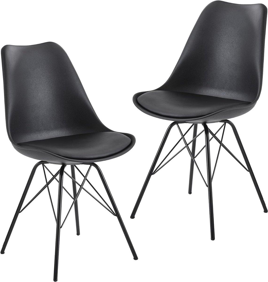 Set van 2 Eetkamerstoelen Scandinavisch Design Kunststof en Kunstleer