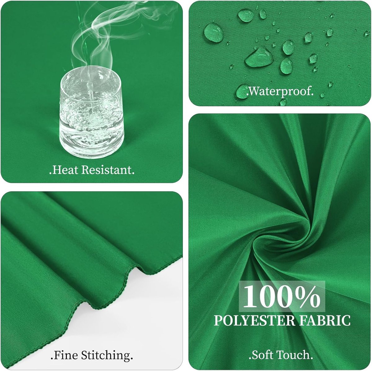2x Groen Rechthoekig Tafelkleed 153x260 cm Waterdicht Polyester voor Feest en Diner