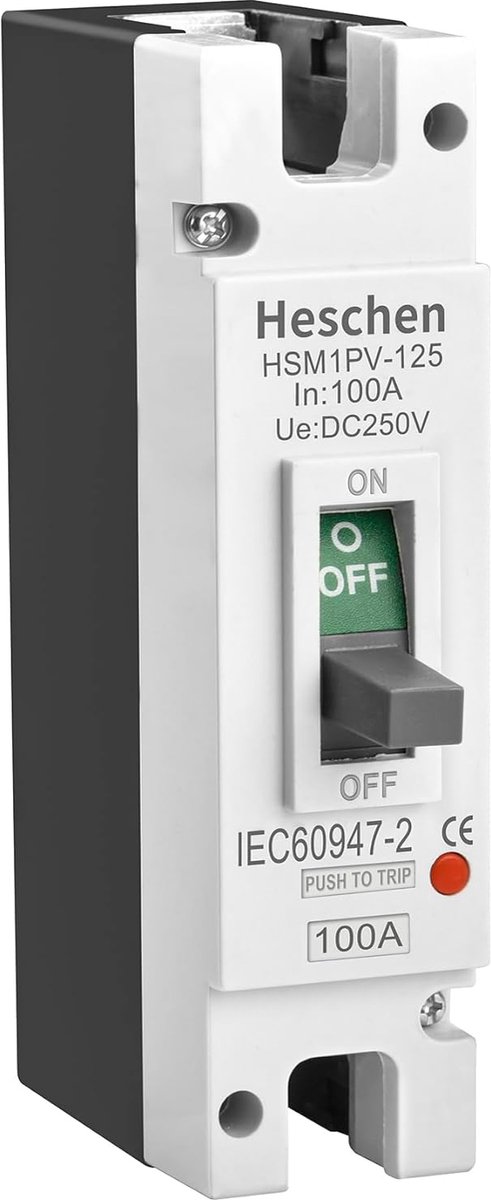 Fotovoltaïsche Schakelaar - DC Stroomonderbreker - Zonne-installatie Beveiligen - 1-polig PV Ontwerp - 100A 250V - Grijs