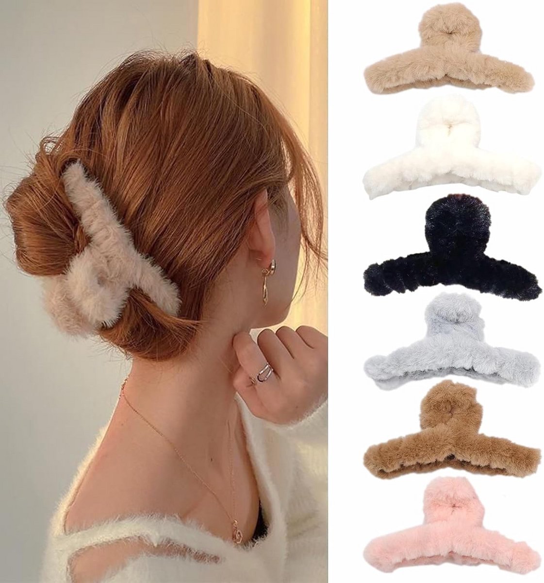 Grote Haarclips Antislip voor Dik Haar Vrouwen en Meisjes in Zwart en Wit