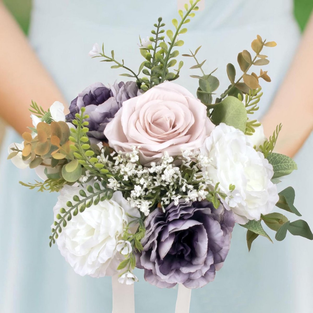 Paars, Ivoor en Roze Bruidsboeketten Kunstbloemen voor Bruiloft en Thuisdecoratie