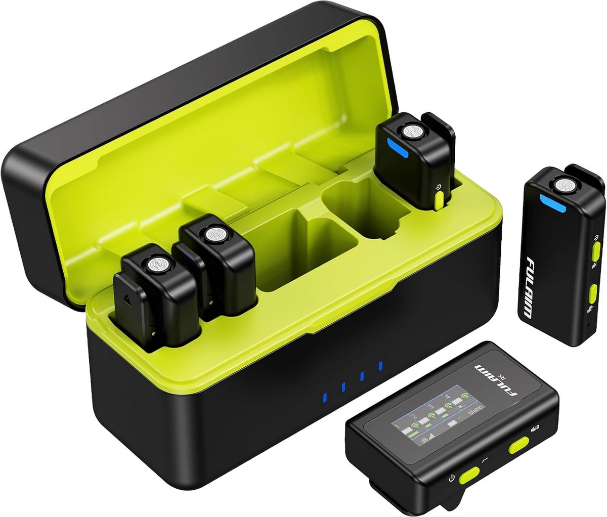 Draadloos Microfoonsysteem voor Camera & Smartphone - 4-Persoons Set - 2.4 GHz Kristalheldere Audio
