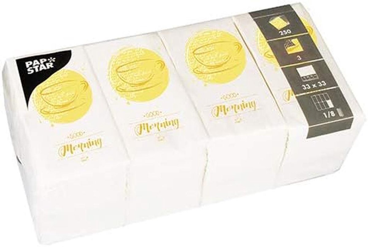 Witte 3-laags Papieren Servetten 33x33 cm met Ontbijtprint