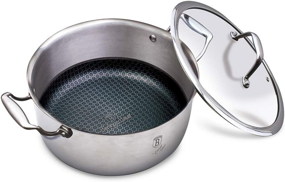 Ronde Kookpan met Deksel 20 cm RVS 18/10 Inductiegeschikt
