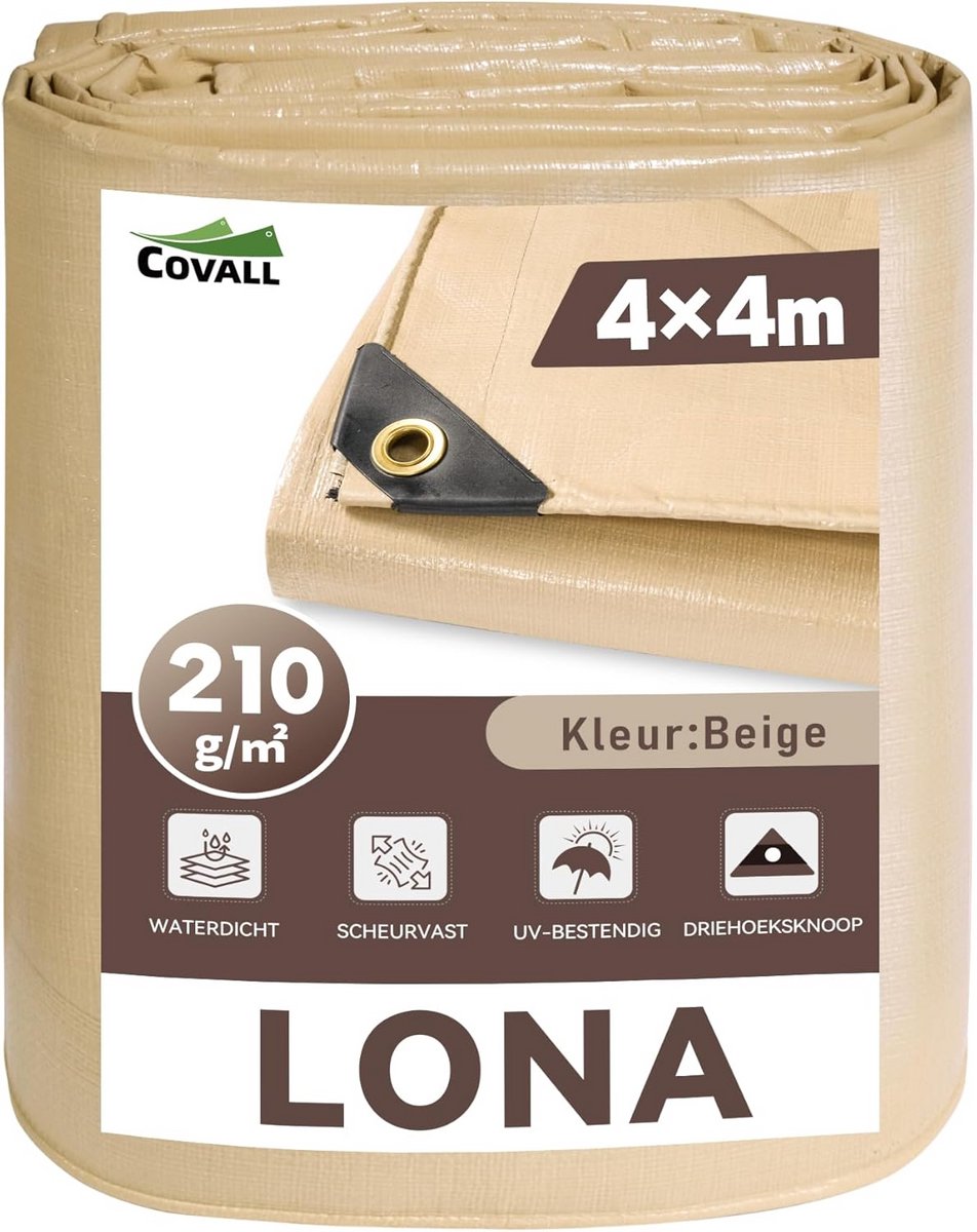 Zwaar Belastbaar Afdekzeil 4x4 meter Beige | Waterdicht, UV-Bestendig & Vorstbestendig