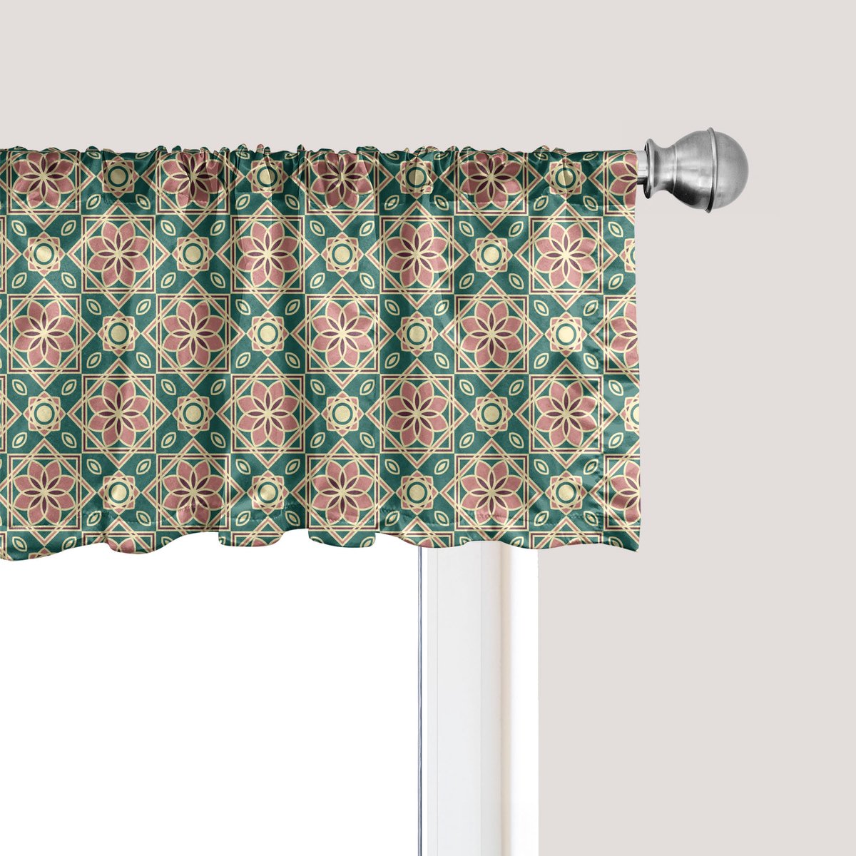 ABAKUHAUS Oosterse raamvalance, gordijnvalance voor keuken en slaapkamer met tunnelzoom, 1