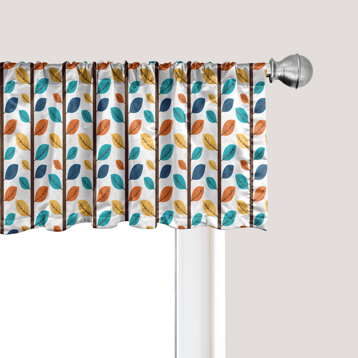 ABAKUHAUS Herfst raamvalletje, gordijnvalletje voor keuken en slaapkamer met tunnelzoom, 137 cm x 30 cm, wit meerkleurig
