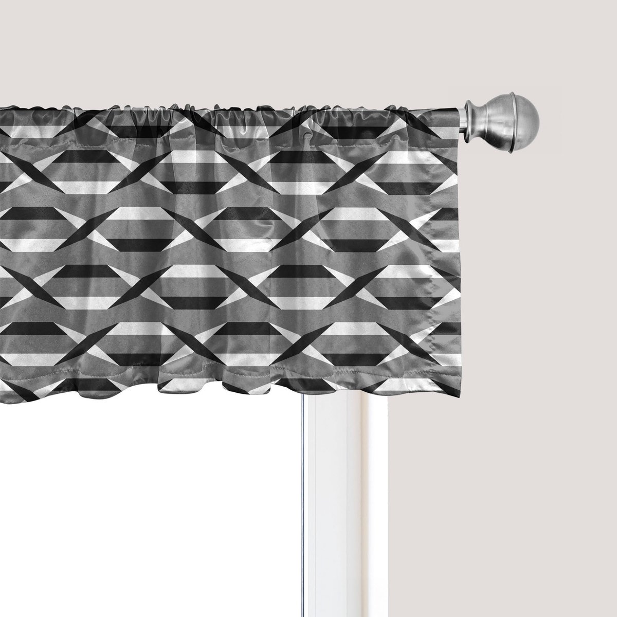 ABAKUHAUS Moderne raamvalletje, gordijnvalletje voor keuken en slaapkamer met tunnelzoom, 137 cm x 30 cm, lichtgrijs (colagrijs)