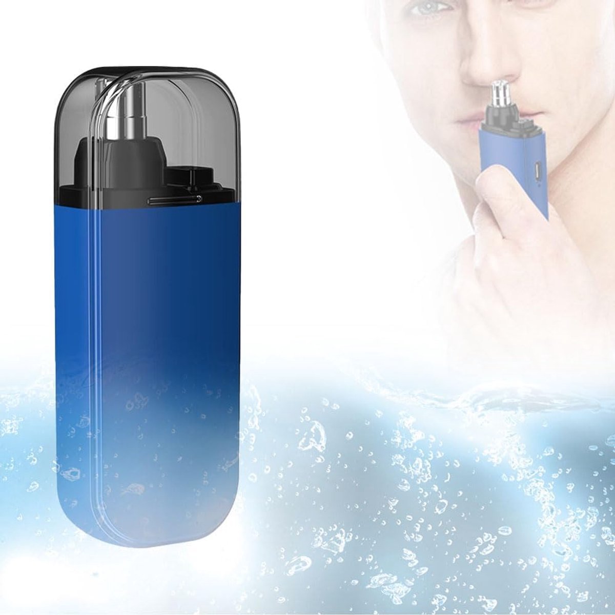 Neushaartrimmer - waterdicht - oplaadbaar - compact en draagbaar - veilig en pijnloos - professioneel voor mannen (blauw)