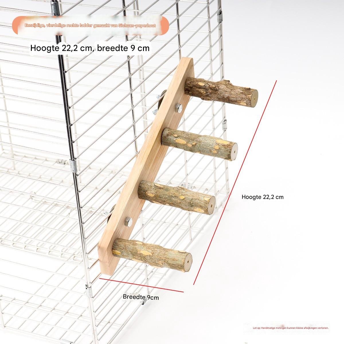 2-stuks Huisdierladder - Vogelladder - Houten ladder - Vierdelig - 22,2*9 cm - Interactie met huisdier - Leuk krab- en slijpmechanisme - Klimspeelgoed - Vogelaccessoire - Geschikt voor vogels, hamsters en kleine dieren - Houtkleur – foto 2