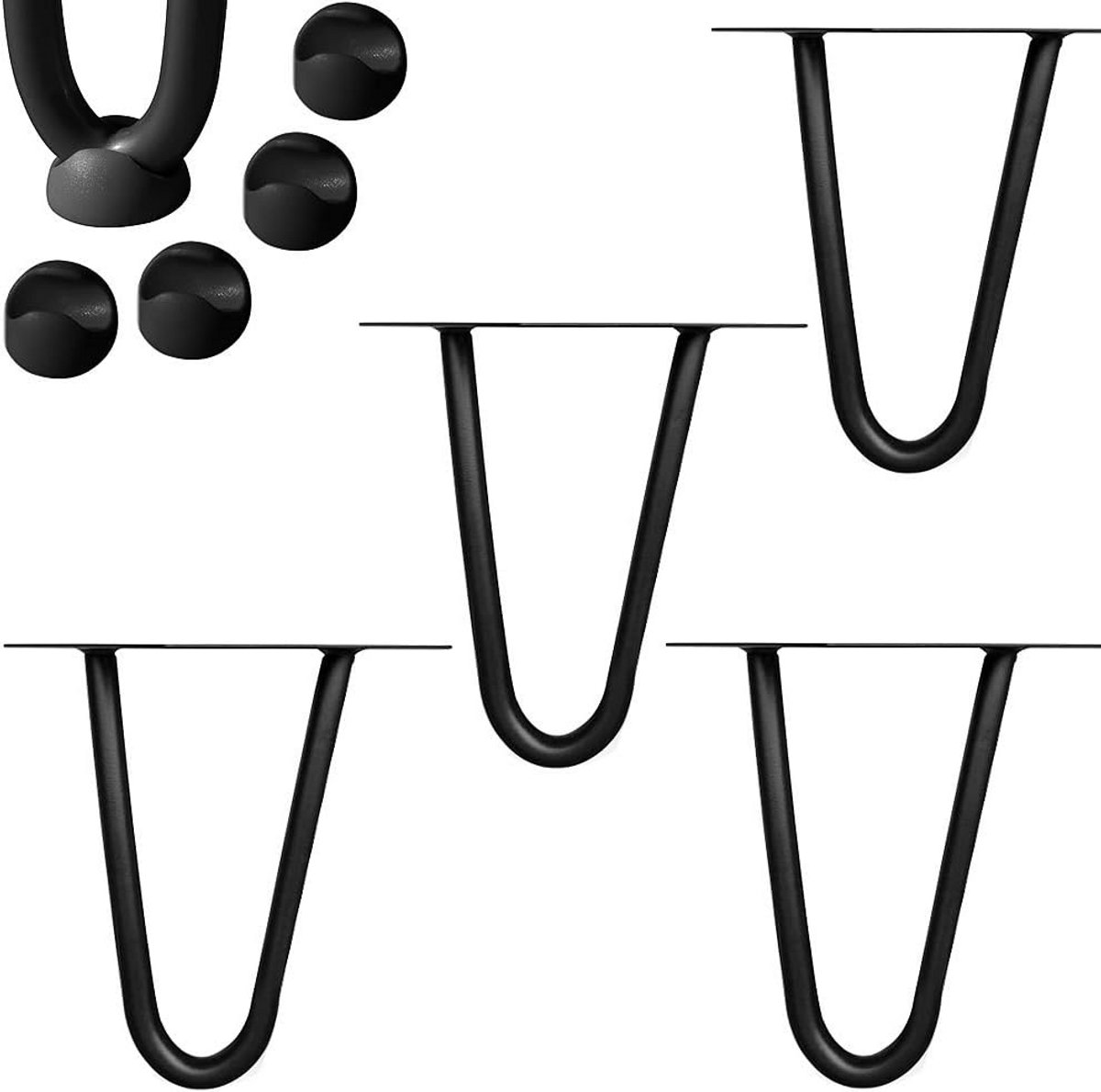Set van 4 Haarspeld Tafelpoten 10 cm Zwart Staal DIY Meubels