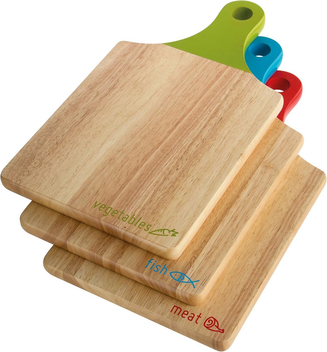 Set van 3 Snijplanken van Rubberwood - Duurzaam Houten Snijplankset