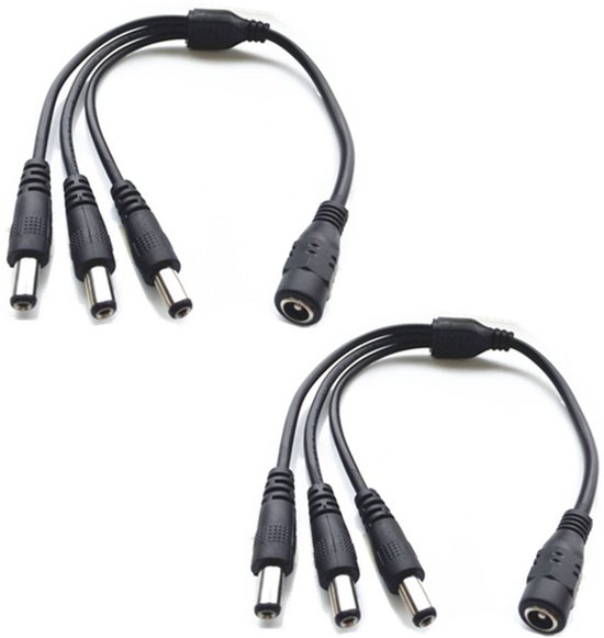 CABLEPELADO DC-splitterkabel – 2-weg, 18 AWG, 30 Cm, 5,5x2,1 Mm, Max 12V, Voor Camera's En Routers