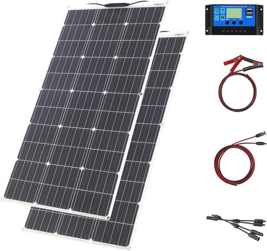 200W Flexibele Monokristallijne Zonnepaneel Set met 20A Laadregelaar voor 12V/24V Systemen