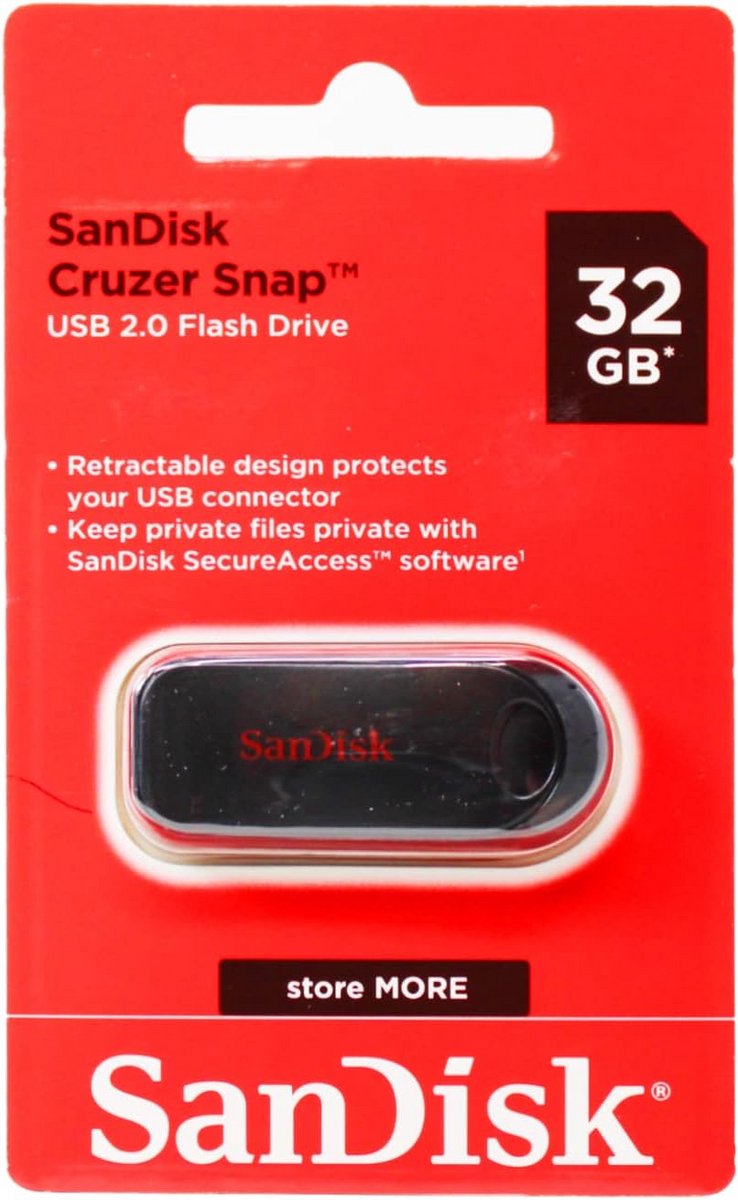 USB 2.0 Flash Drive 32GB - Geheugenstick met Uitschuifbare Connector