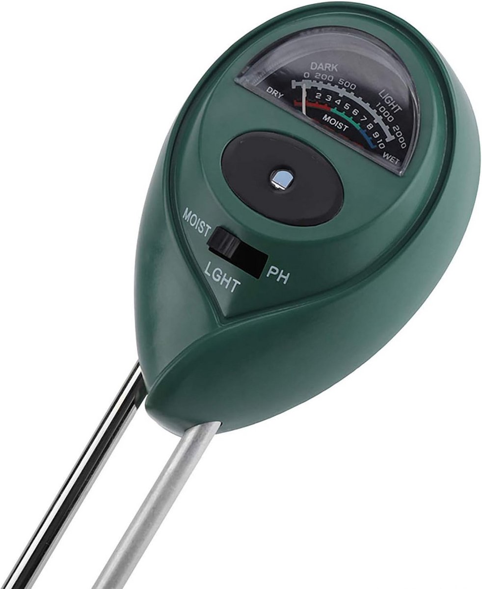 3-in-1 Bodemtester: Vochtigheid, pH-waarde en Lichtmeter voor Planten en Tuin