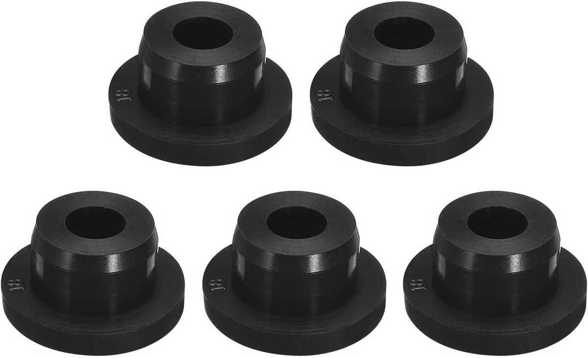 5 Zwarte Rubberen Stopper voor Gaten van 17 mm - Waterdicht en Hittebestendig
