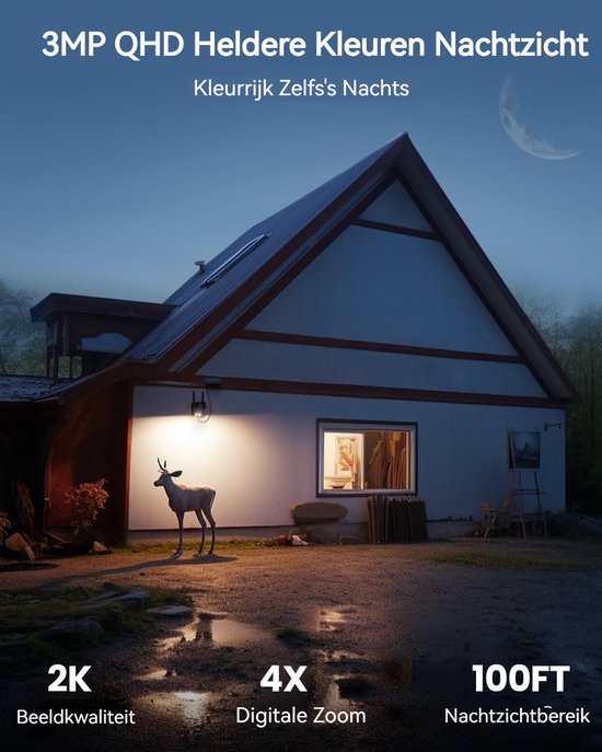 ieGeek Superior Beveiligingscamera Buiten - 2K HD 3MP - Buiten Camera Met Nachtzicht - Buitencamera - Bewakingscamera voor Buiten - Met WiFi en APP - 2 Stuks van Merkloos — afbeelding 5