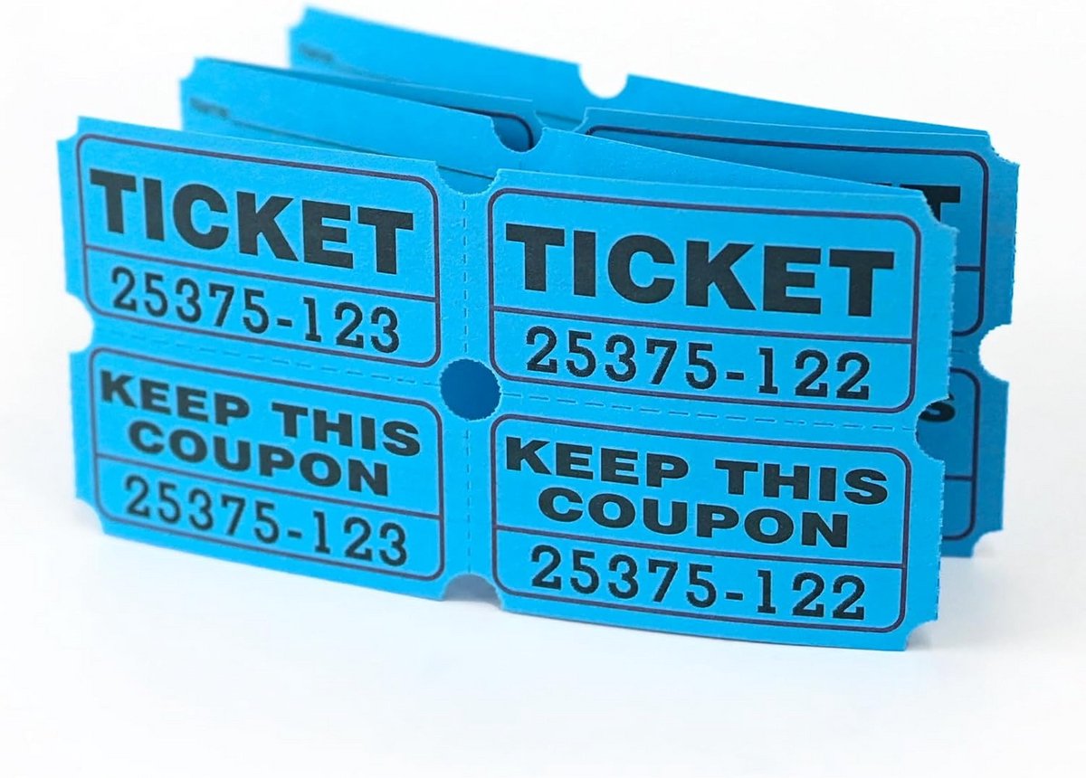 200 Dubbele Loterijloten voor Evenementen en Acties - Blauw