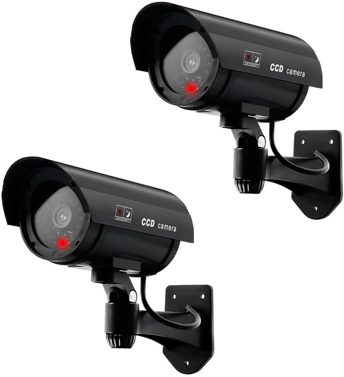 Set van 2 Nep Beveiligingscamera's met Knipperend LED Licht - Zwart