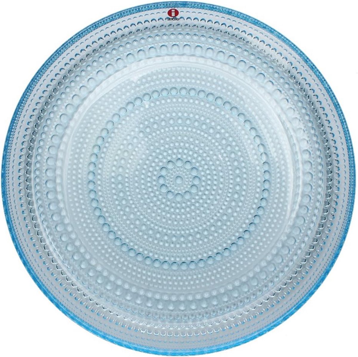 Lichtblauw glazen bord met druppelmotief - 24,8 cm